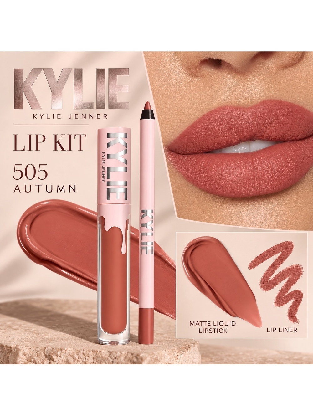 Kylie Cosmetics Matte Lip Kit • Liquid Lipstick & Lip Liner in 505 Autumn NEW